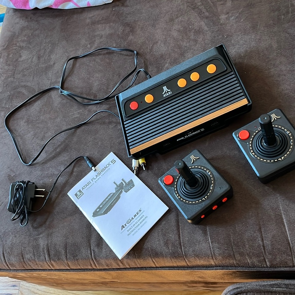 Atari flashback 5 wireless game console and two controllers